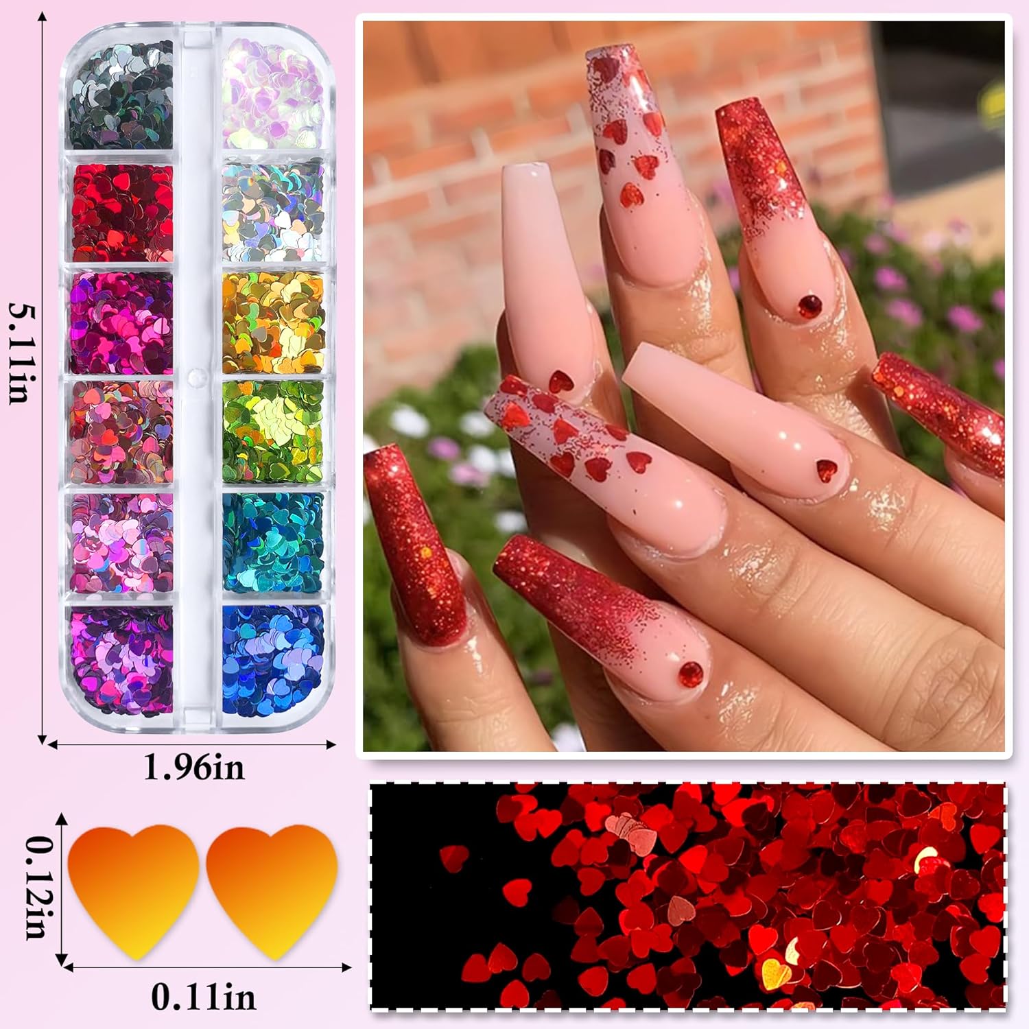 LoveOurHome 4 Boxes Holographic Nail Glitters Sequins Set Iridescent Heart Alphabet Letter Star Chunky Glitter Flakes Acrylic Nail Art Tips Stickers Decorations for Craft/Resin Art/Makeup - Image 4