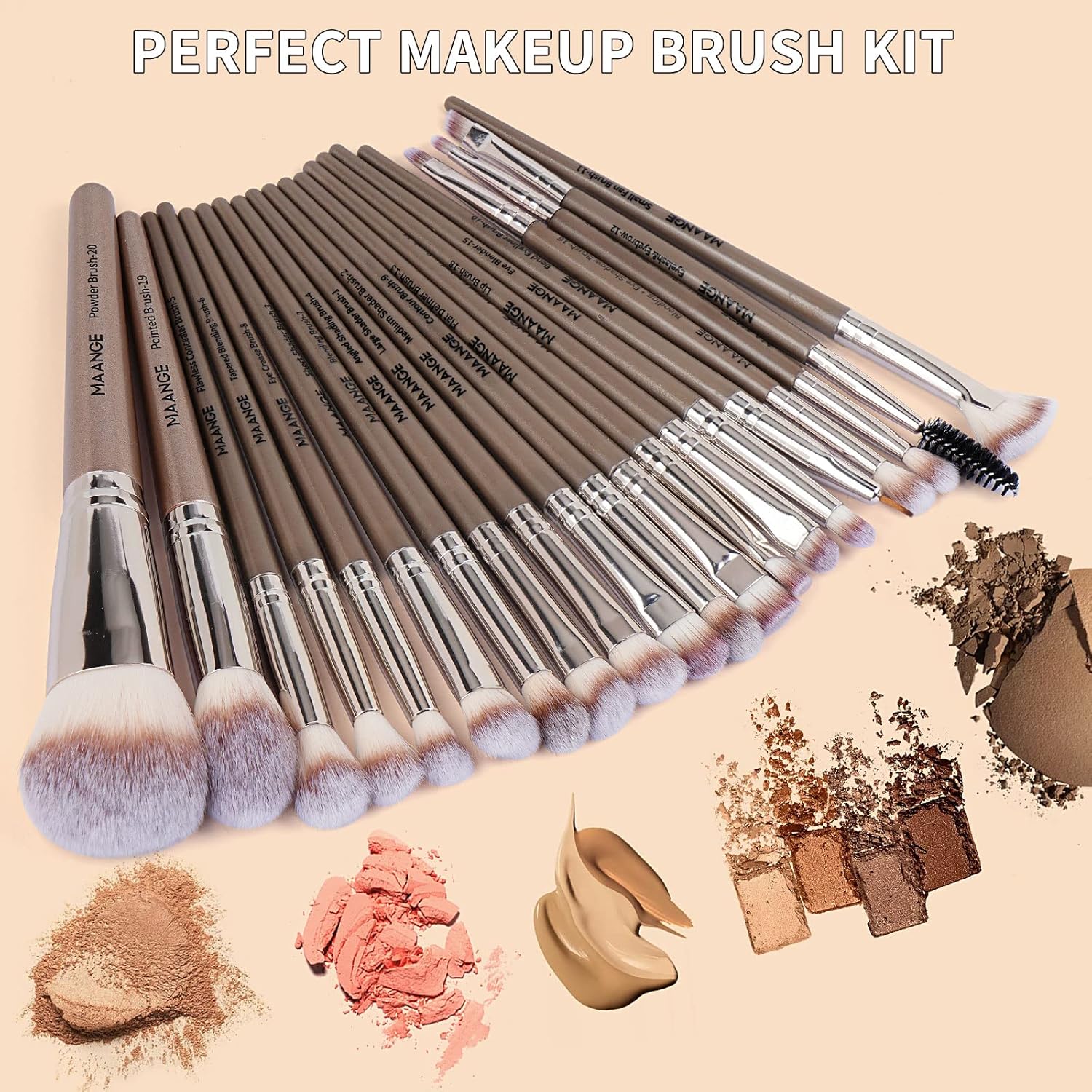 Make up Brushes, 20 Pcs Professional Makeup Brushes Set Foundation Eyeshadow Blush Brush,Travel Kabuki Blending Concealers Face Powder Eye Makeup Brush Sets with Gift box - Image 7
