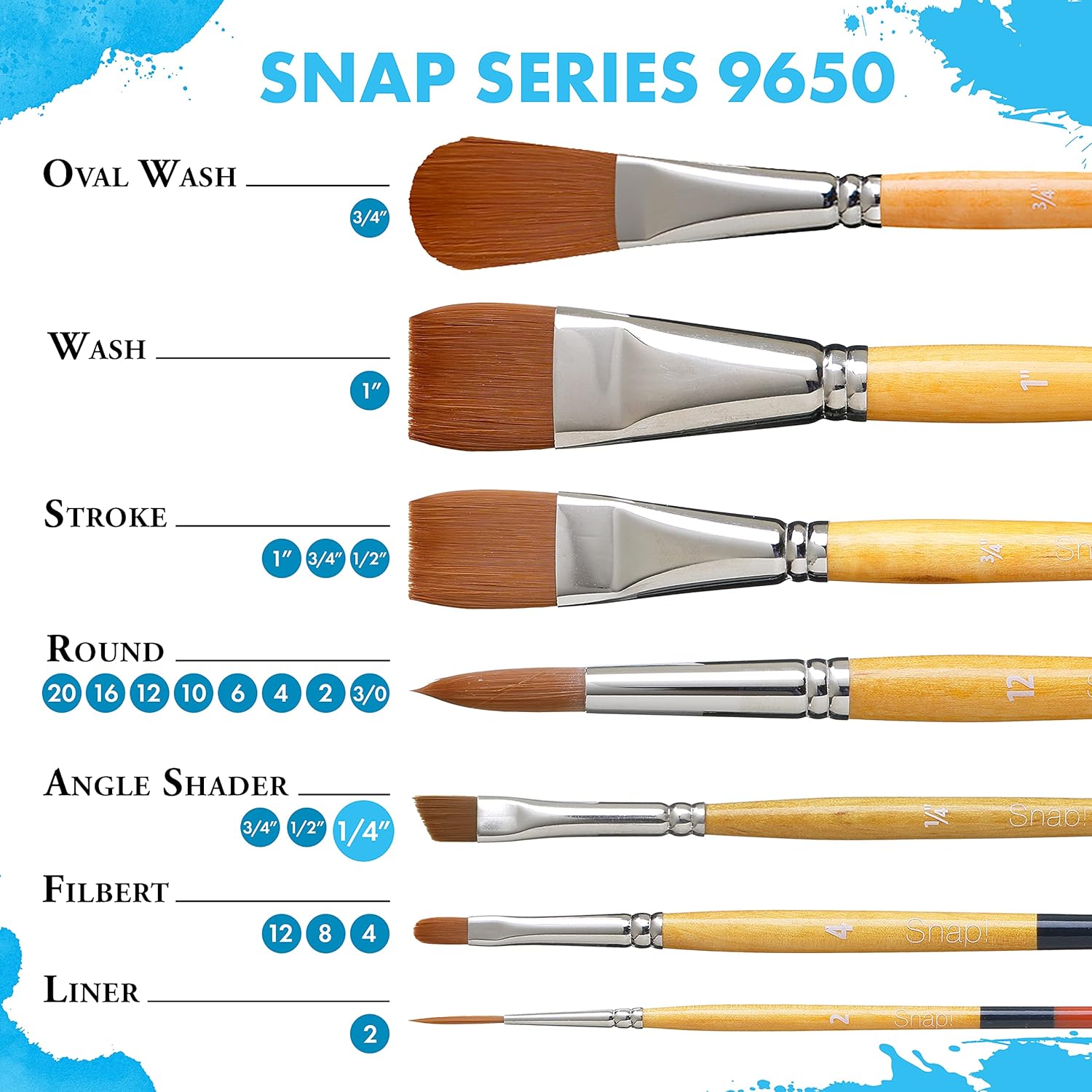 Princeton Snap! 9650SET-2 SNAP Brush Round 6 4 Stroke 34IN, Multicolor - Image 3
