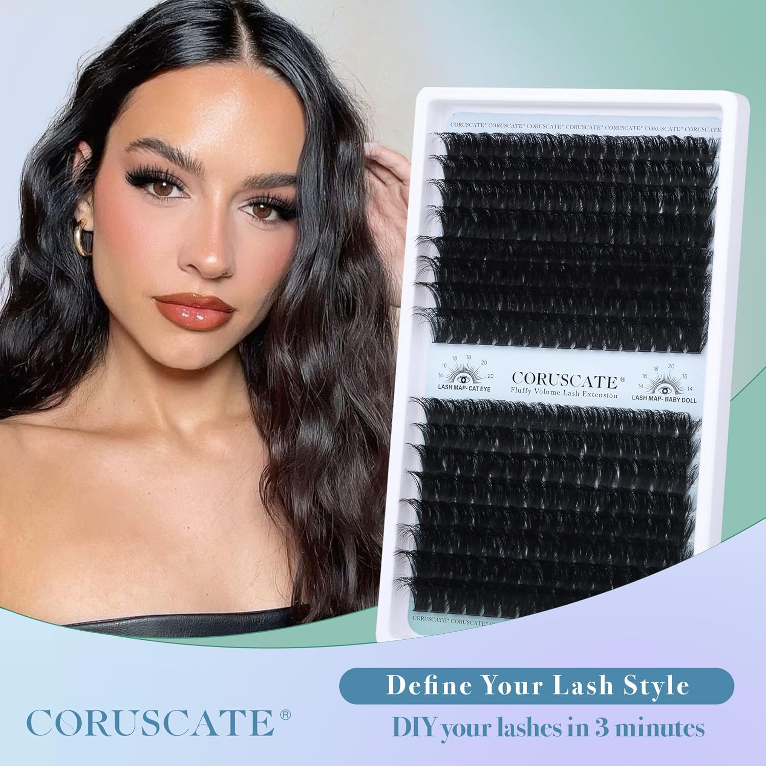 Lash Clusters 120D+150D Eyelash Clusters Long Individual Lashes 14-20mm Thick Cluster Eyelash Extensions 256pcs Volume Strip Eyelashes Mink DIY Cat Eye Lashes Extension by CORUSCATE - Image 5