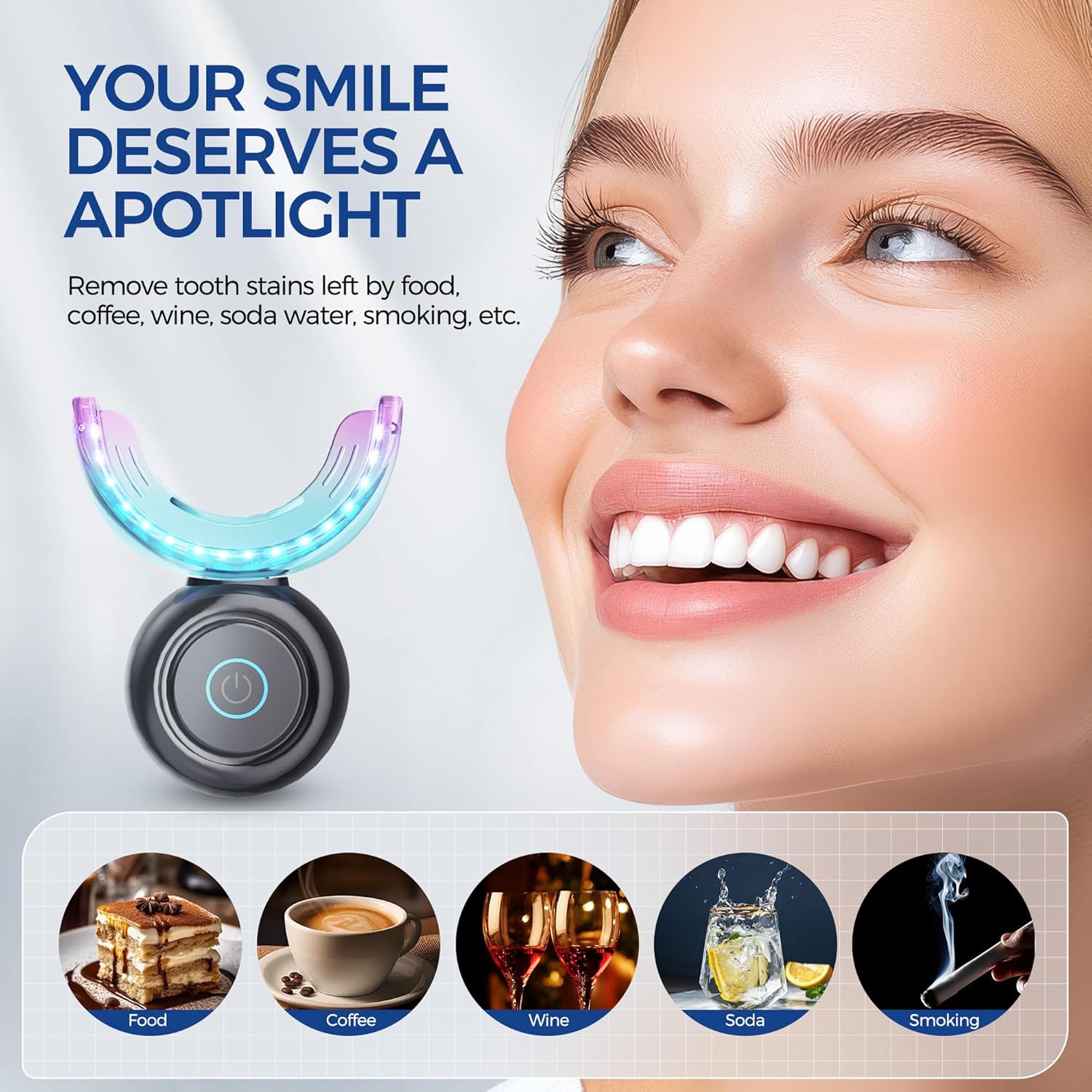 Gentle LED Teeth Whitening Kit for Sensitive Gums with Whitening Strips and Remineralization Pen - Image 6