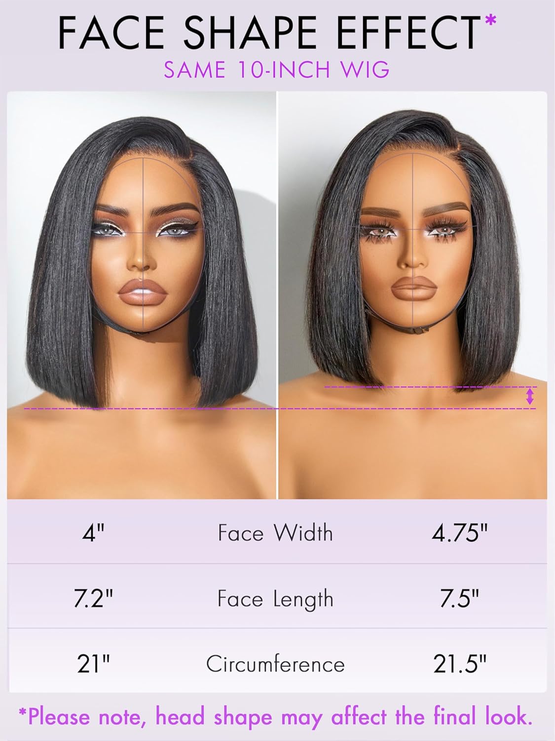 LUVME HAIR Bob Wig 100% Human Hair Wigs Glueless Lace Front 200% Density 10 Inches Bob, Pre Cut Plucked Hd Lace Short Wig Ready To Go Natural Color Straight Bleached Knots Side Part Black Wigs - Image 7