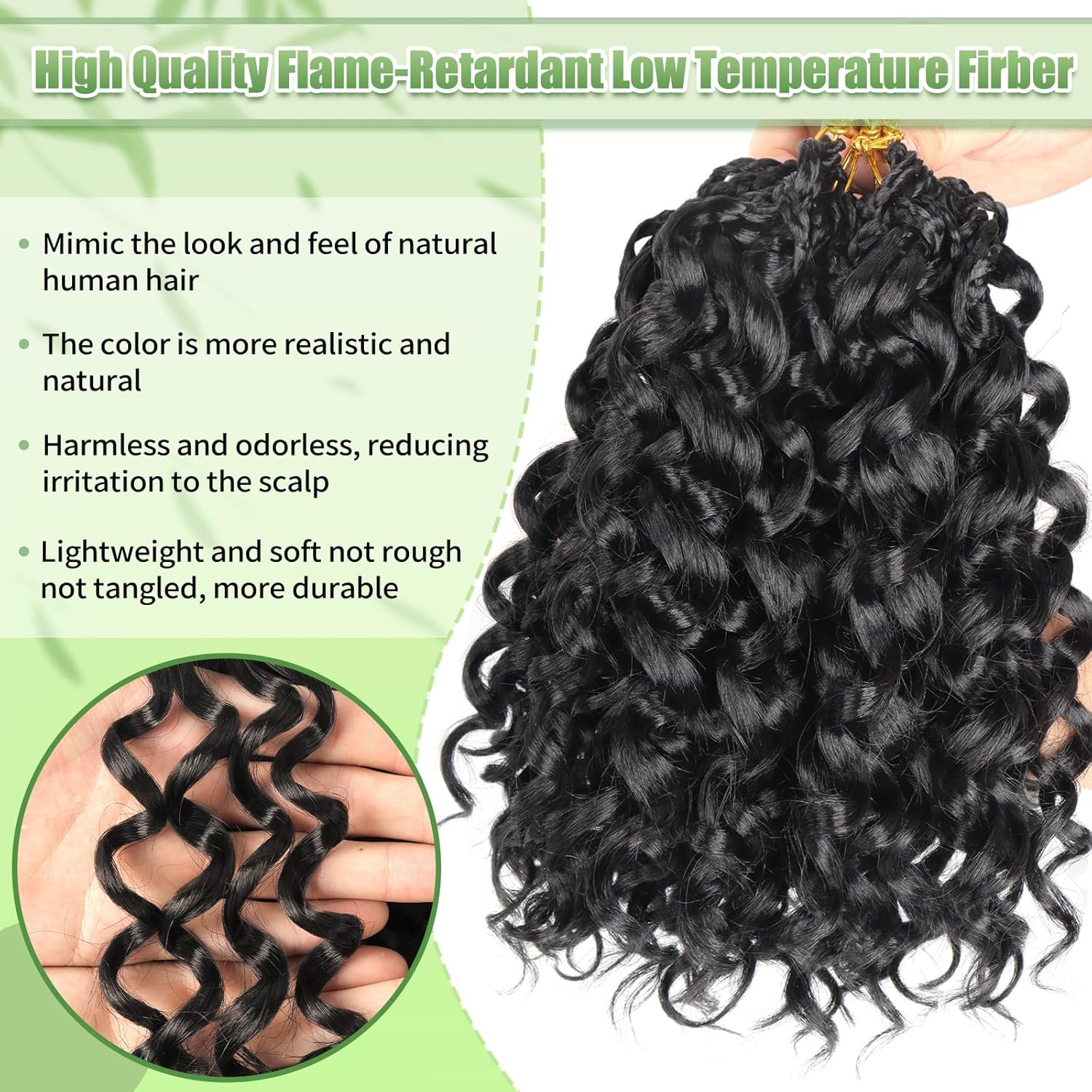 Gogo Curl Crochet Hair 8 Packs Ocean Wave Crochet Hair Pre Looped Deep Twist Goddess Box Braids Curly Water Wave Synthetic Braiding Hair For Black Women (#1B, 10 Inch (Pack of 8)) - Image 4
