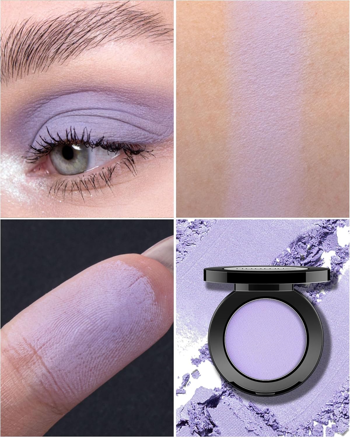 Single Purple Eyeshadow Matte Handmade Pressed Eyeshadow Powder Palette Long Lasting With No Creasing High Pigmented Intense Color Purple Eye Shadow (Lavender) - Image 3