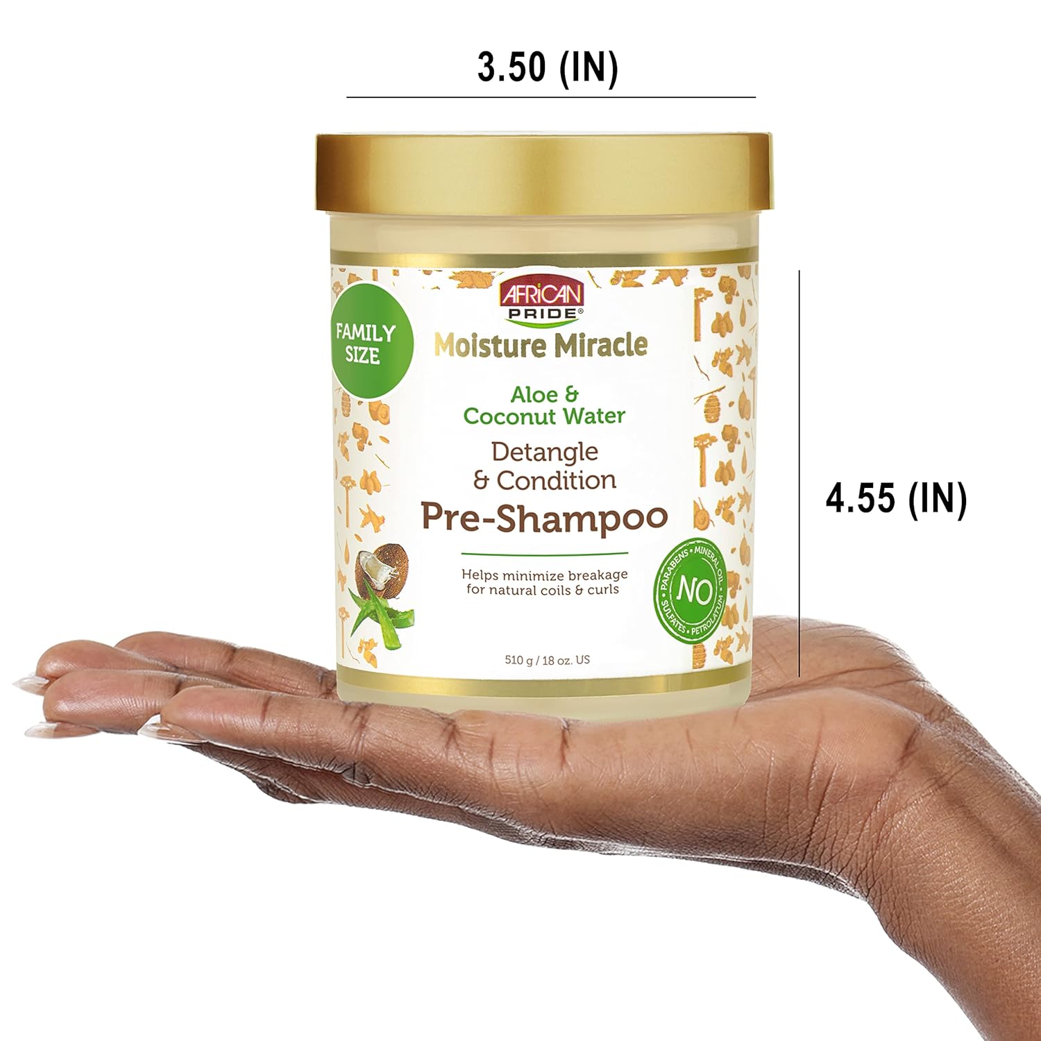 African Pride Moisture Miracle Pre-Shampoo Hair Detangler with Aloe & Coconut Water | Minimizes Breakage, Hydrates & Strengthens | Pre-Poo Treatment for Natural Coils & Curls | 18 oz. - Image 8