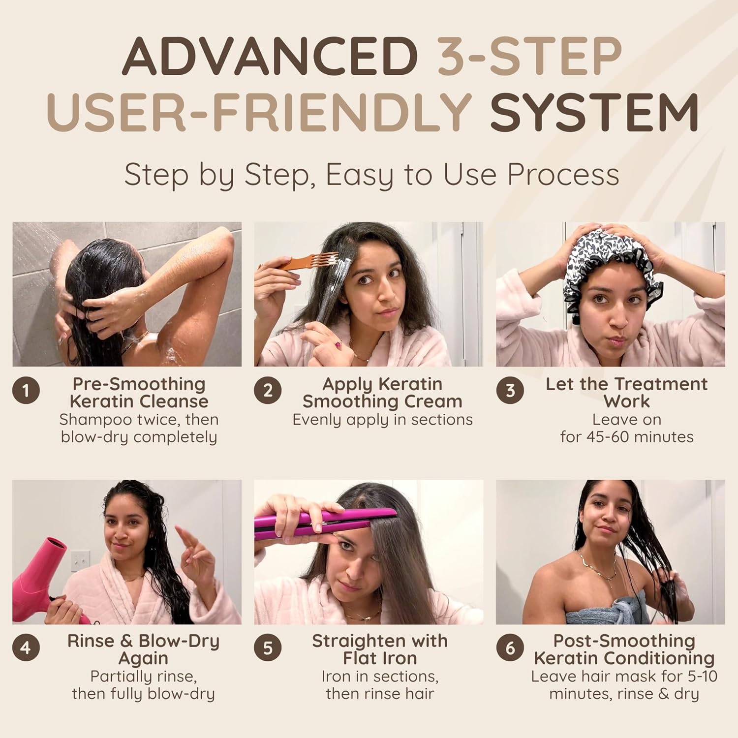 VITAMINS Keratin Hair Treatment Straightening Kit 300ml - Formaldehyde Free Smoothing Set - Image 6