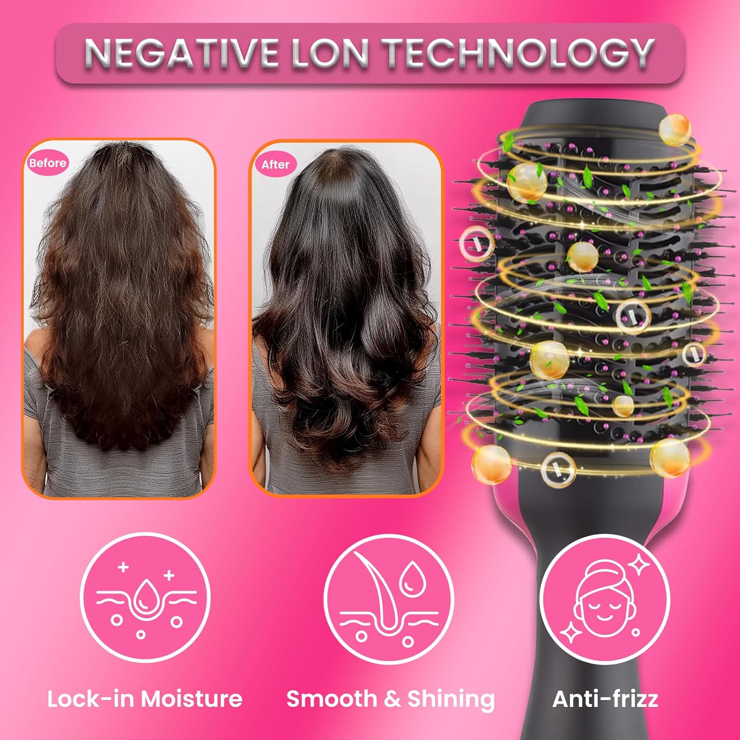 Hair Dryer Brush Blow Dryer in One, Upgraded 4 in 1 Hair Drying Hair Blowout Brush,One Step Hair Dryer and Styler Hot Air Hair Negative Ion Anti-frizz Straightener and Curling Wand - Image 4