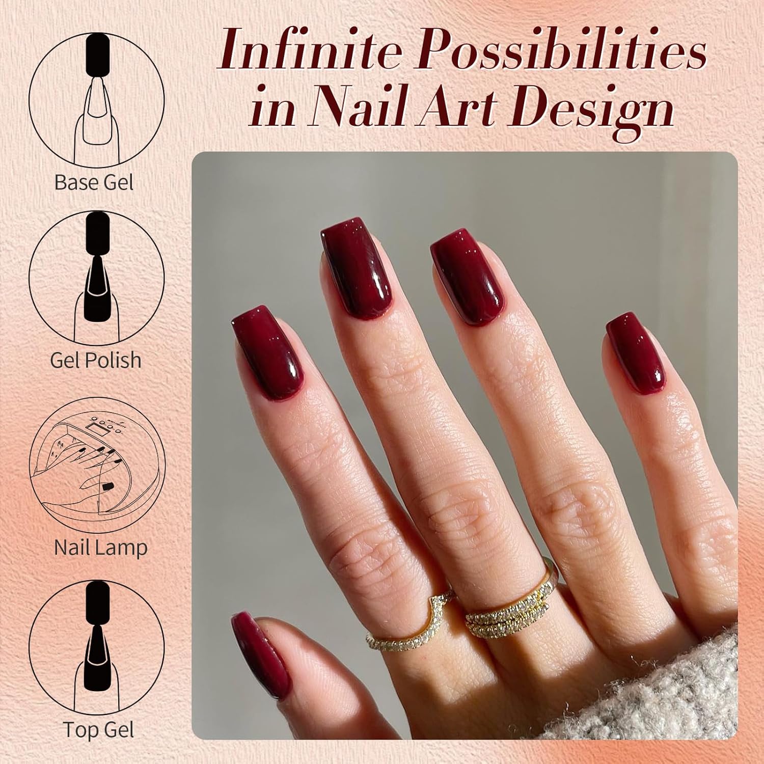 Born Pretty Red Burgundy Gel Nail Polish Dark Wine Red Color Nail Art Design Manicure DIY Salon Home 15ml - Image 8