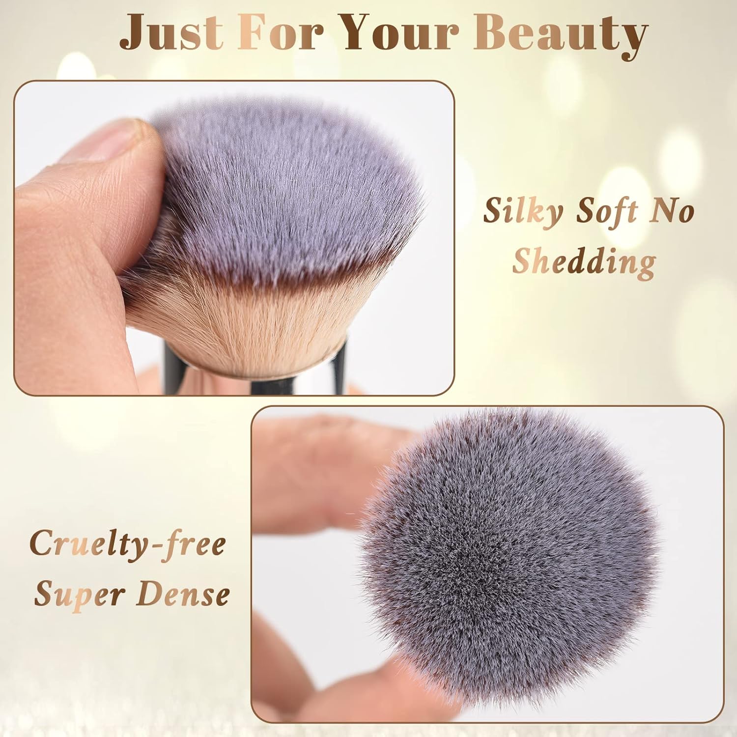 Flat Top Kabuki Foundation Brush, Makeup Brushes Foundation Brush for Liquid Makeup Blending Mineral Cream Powder Buffing Stippling Flawless Face Brush (Black) - Image 2