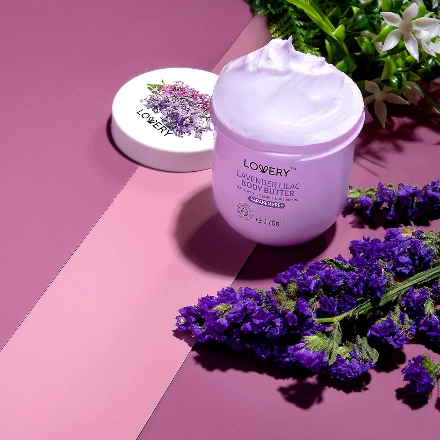 Lavender Lilac Body Butter - Shea Cream with Jojoba Oil & Vitamin E - Hydrating Natural Moisturizer for Hands - 5.74 Fl Oz - Image 3