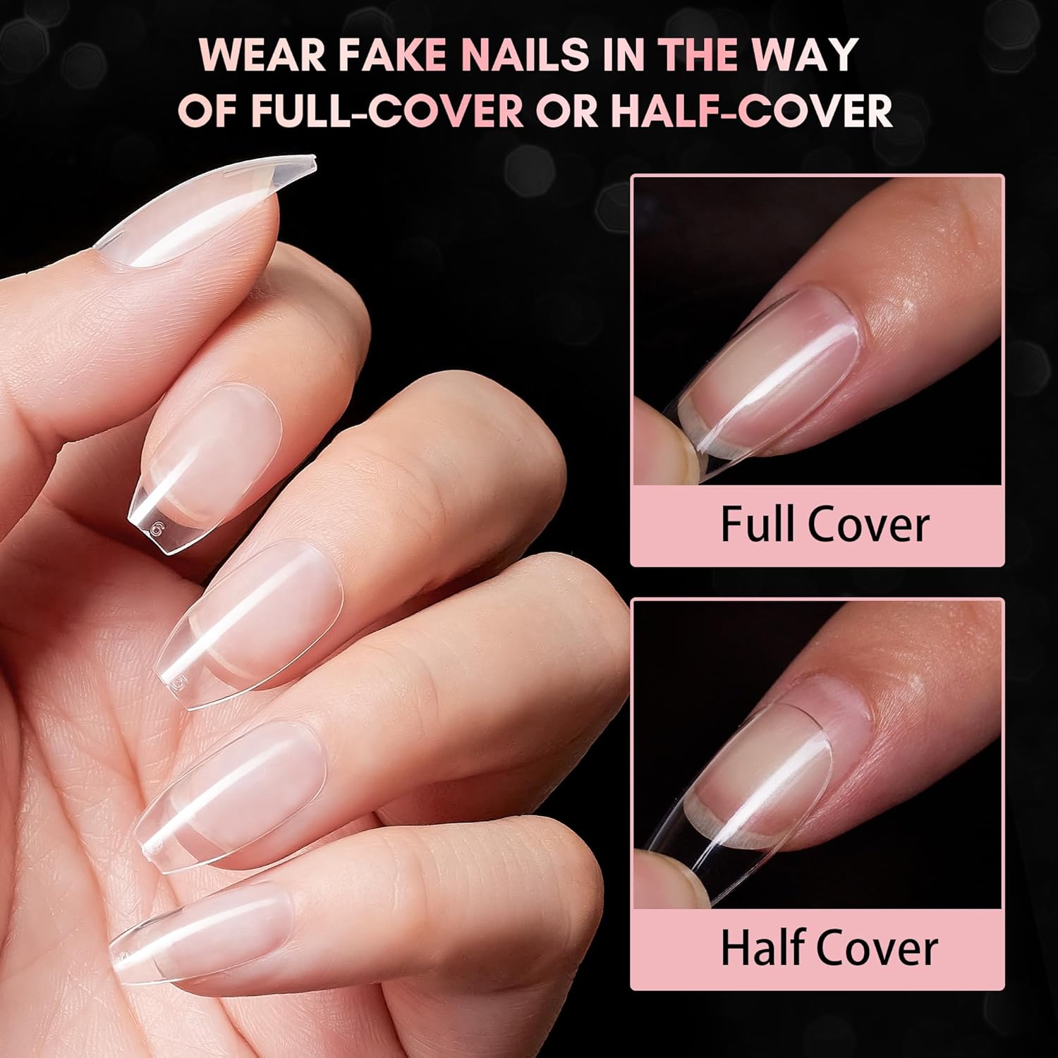 Makartt Short Coffin Clear Nail Tips, 500pcs Press on Full Cover Fake Ballerina Nails Tip Extension 10 Sizes Long Lasting Soak Off False Acrylic Kit for Home & Salon Use - Image 2