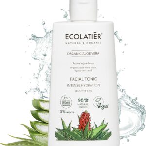 Toner for Face with Organic Aloe Vera – Intense Hydration, Vegan, 98% Natural, Moisturizing & Soothing for Sensitive Skin, Gentle Daily Use, Tones & Softens, 8.5 Fl Oz / 250ml