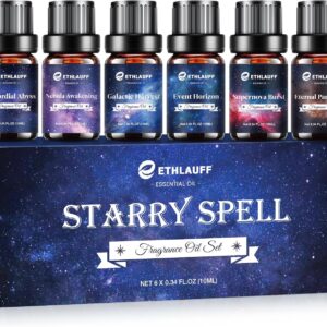 Essential Oil Blends, Starry Spell Essential Oil Set for Diffusers for Home, Humidifiers, Candle Making, Magical Aromatherapy Blends - Stress Relief, Calm Mind, Relax, Meditate, 6x10ml