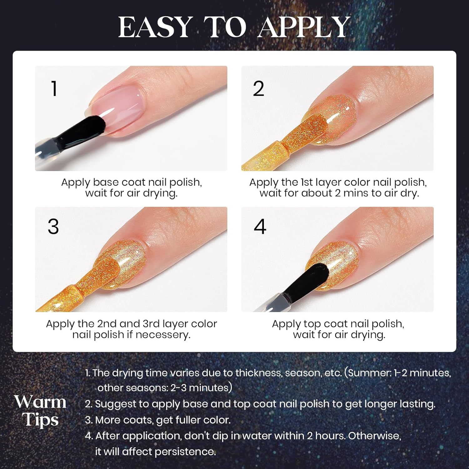 MIZHSE Holographic Nail Polish, Black Glitter Nail Polish Air Dry Fast, 15 ml 0.5 fl oz High Glossy Shiny Nail Pigment Oil-based Laser Iridescent Chrome Halo Nail Art Salon Manicure Home - Image 7