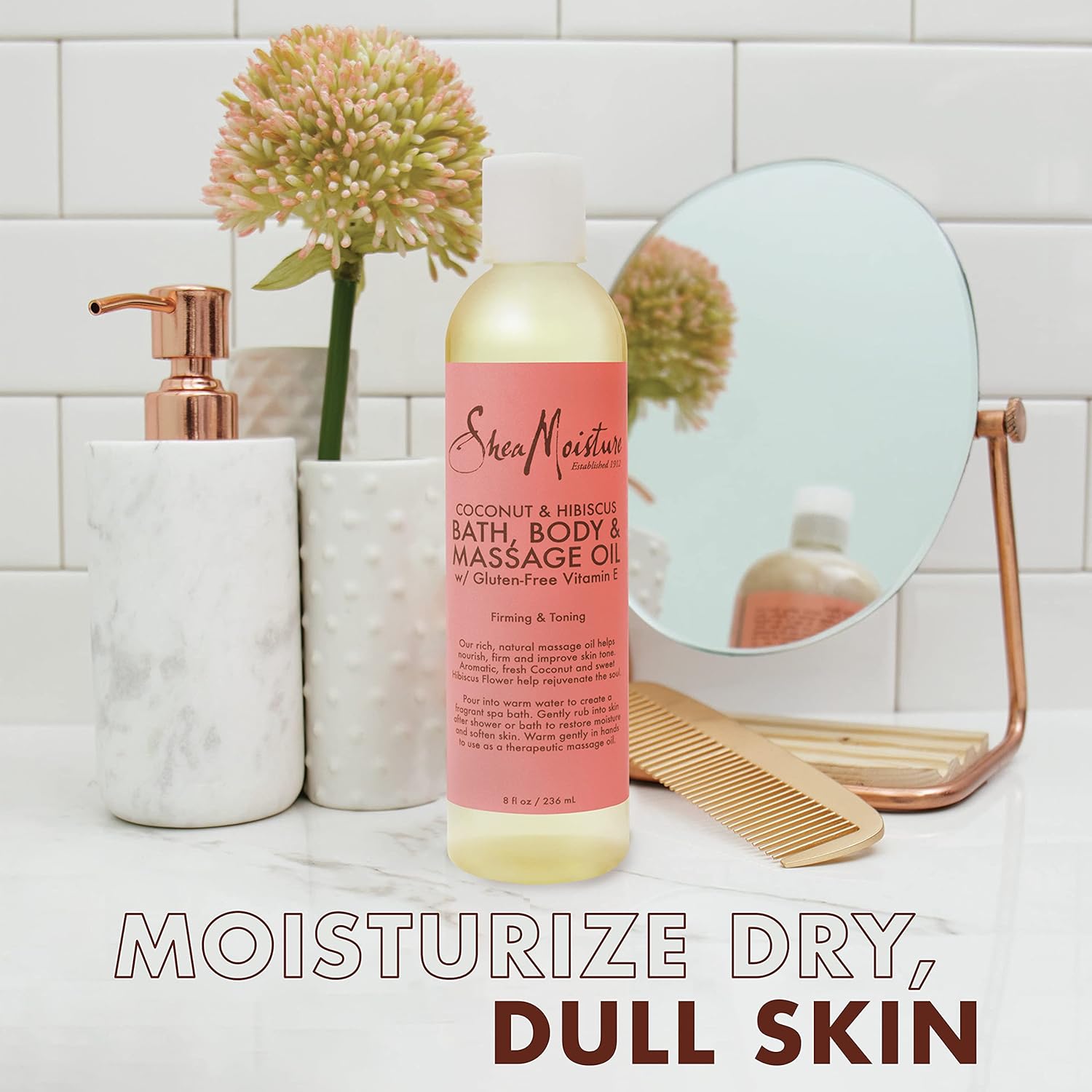 SheaMoisture Body Oil, Bath, And Massage For Dull Skin Coconut Oil And Hibiscus For Glowing Skin 8 oz - Image 6
