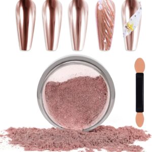 Laza Chrome Nail Powder Mirror Effect Metallic Dust Holographic Glitter Glazed Manicure Decoration Reflective Pigment for DIY Gel Polish Nail Art, Resin Craft, Gifts - Rose Gold
