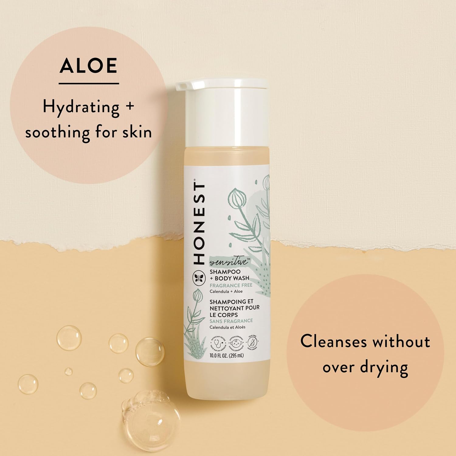 The Honest Company 2-in-1 Cleansing Shampoo + Body Wash for Sensitive Skin | Gentle for Baby | Naturally Derived, Tear-free, Hypoallergenic | Fragrance Free, 10 fl oz - Image 2
