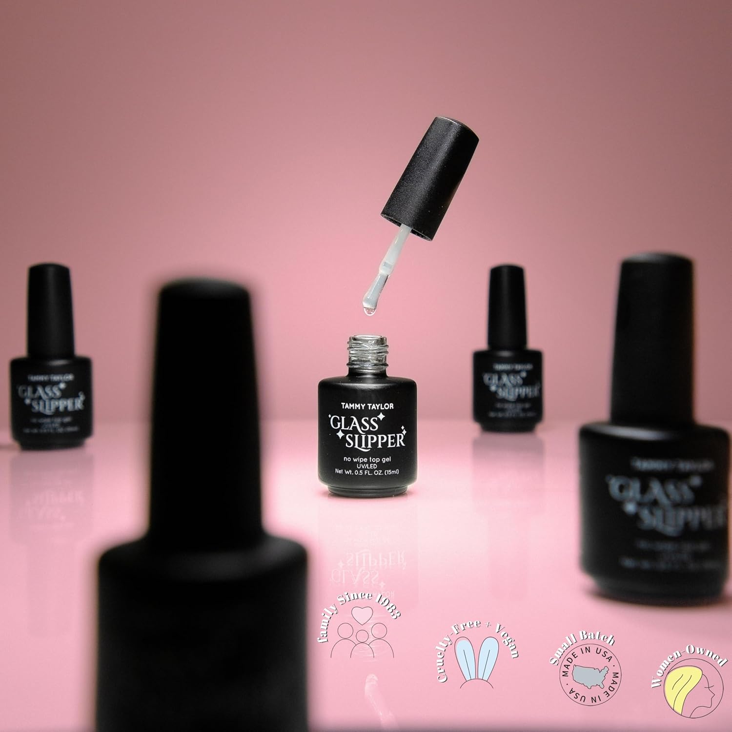 Tammy Taylor Glass Slipper No Wipe Gel Top Coat Nail Polish | Professional UV/LED Quick Cure Manicure Finish Gel | Non Yellowing, No Chip, High Gloss Clear Gel Polish for Acrylic Tips and Gelegance - Image 8