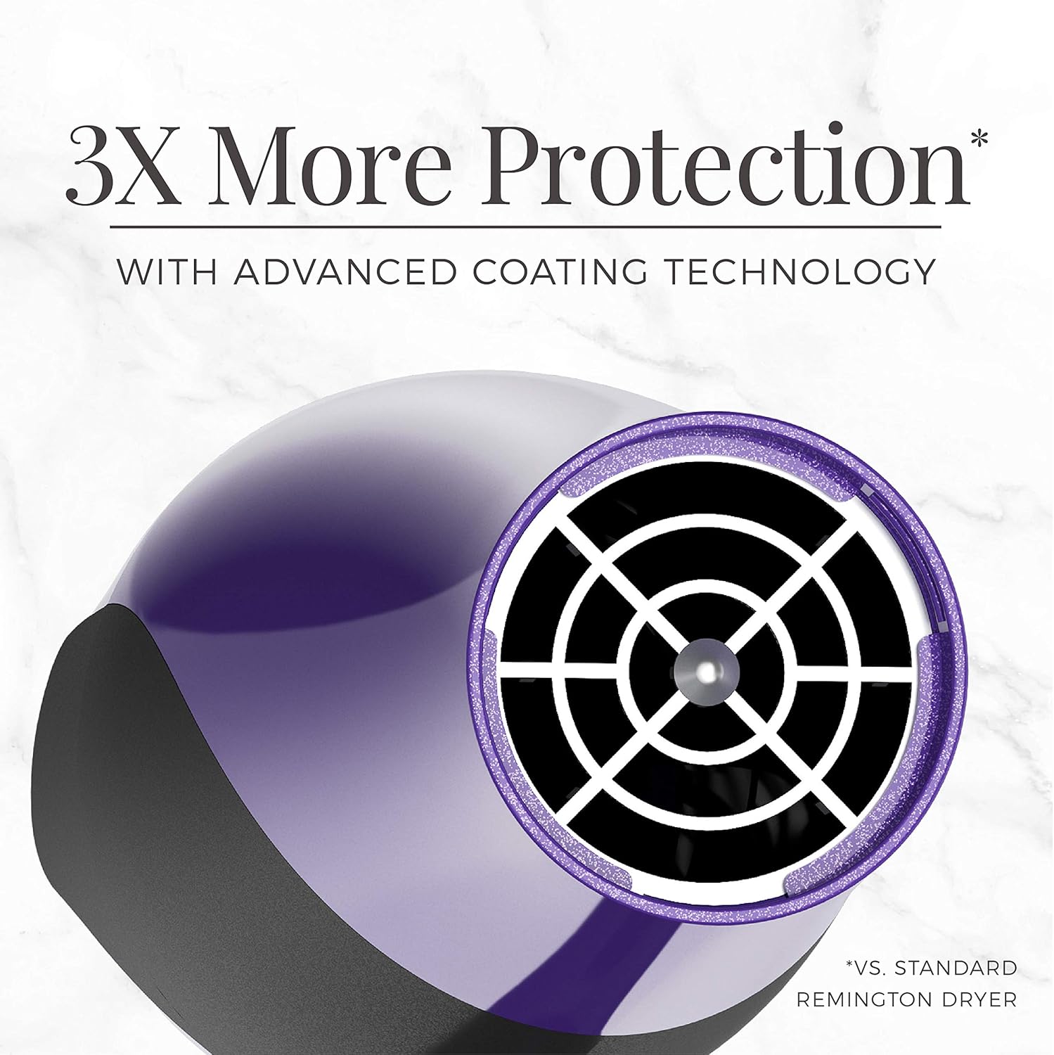 Remington Damage Protection Hair Dryer with Ceramic + Ionic + Tourmaline Technology,Purple, 3 Piece Set - Image 3