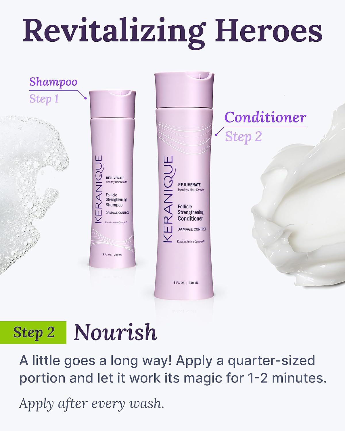Keranique Damage Control Conditioner - Hydrating Treatment with Keratin for Dry Damaged Hair - Image 7