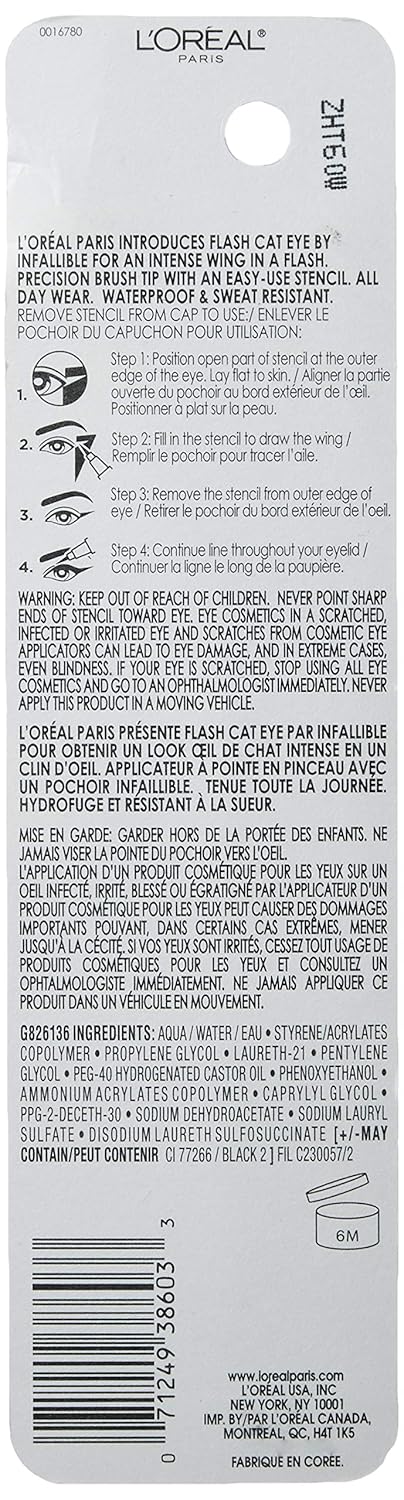 L'Oreal Paris Makeup Infallible Flash Cat Eye Waterproof Liquid Eyeliner, Black, 0.44 oz. - Image 3