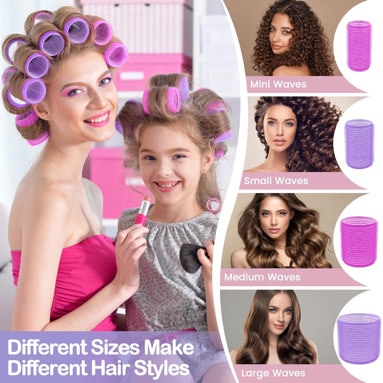 33 Piece Hair Rollers set, Self Grip Hair Rollers for Long Medium Short Hair, ELASO Large Medium Hair Curler (22 Rollers + 10 Stainless steel Clip +1 Storage Bag) - Image 4