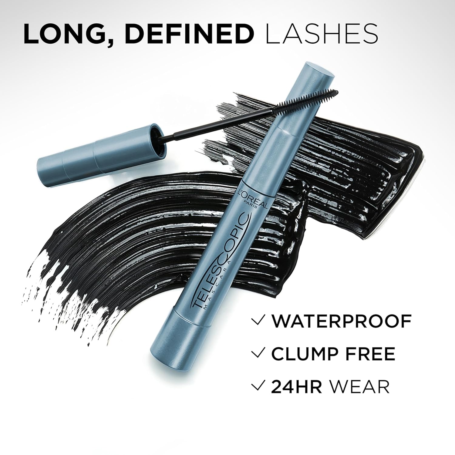 L'Oreal Paris Makeup Original Telescopic Lengthening Mascara, Waterproof Black - Image 4