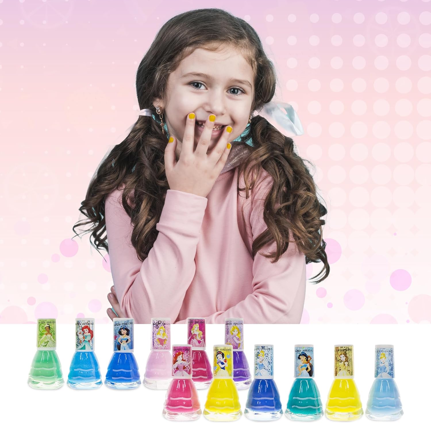 Townley Girl Disney Princess Non-Toxic Water-Based Peel-Off Quick Dry Nail Polish with Nail Separators|Gift Kit Set for Kids Girls|14 Pc Set - Perfect for Parties, Sleepovers and Makeovers - Image 4