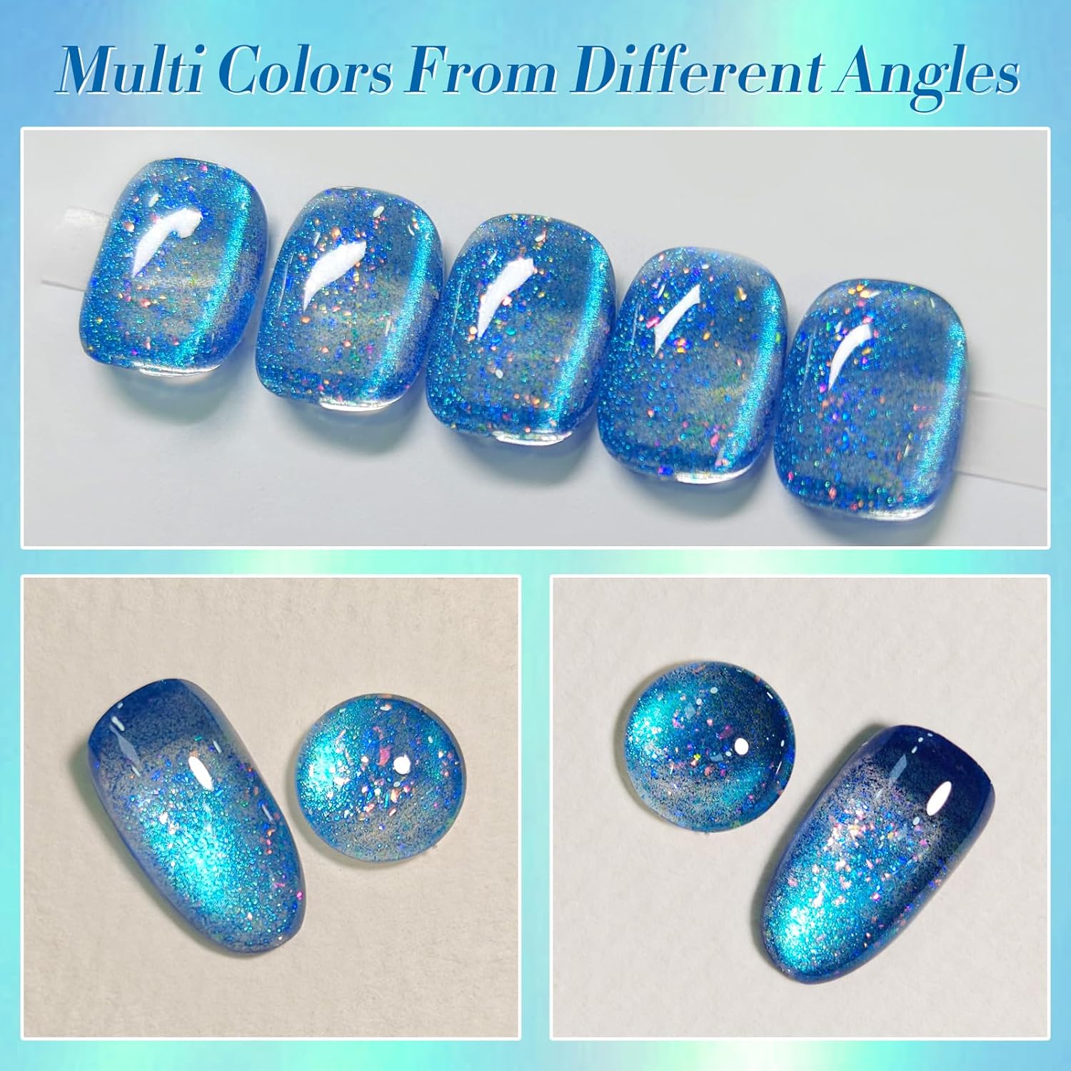 BORN PRETTY 15ML Blue Holographic Glitter Cat Magnetic Gel Nail Polish for DIY Manicure - Image 7