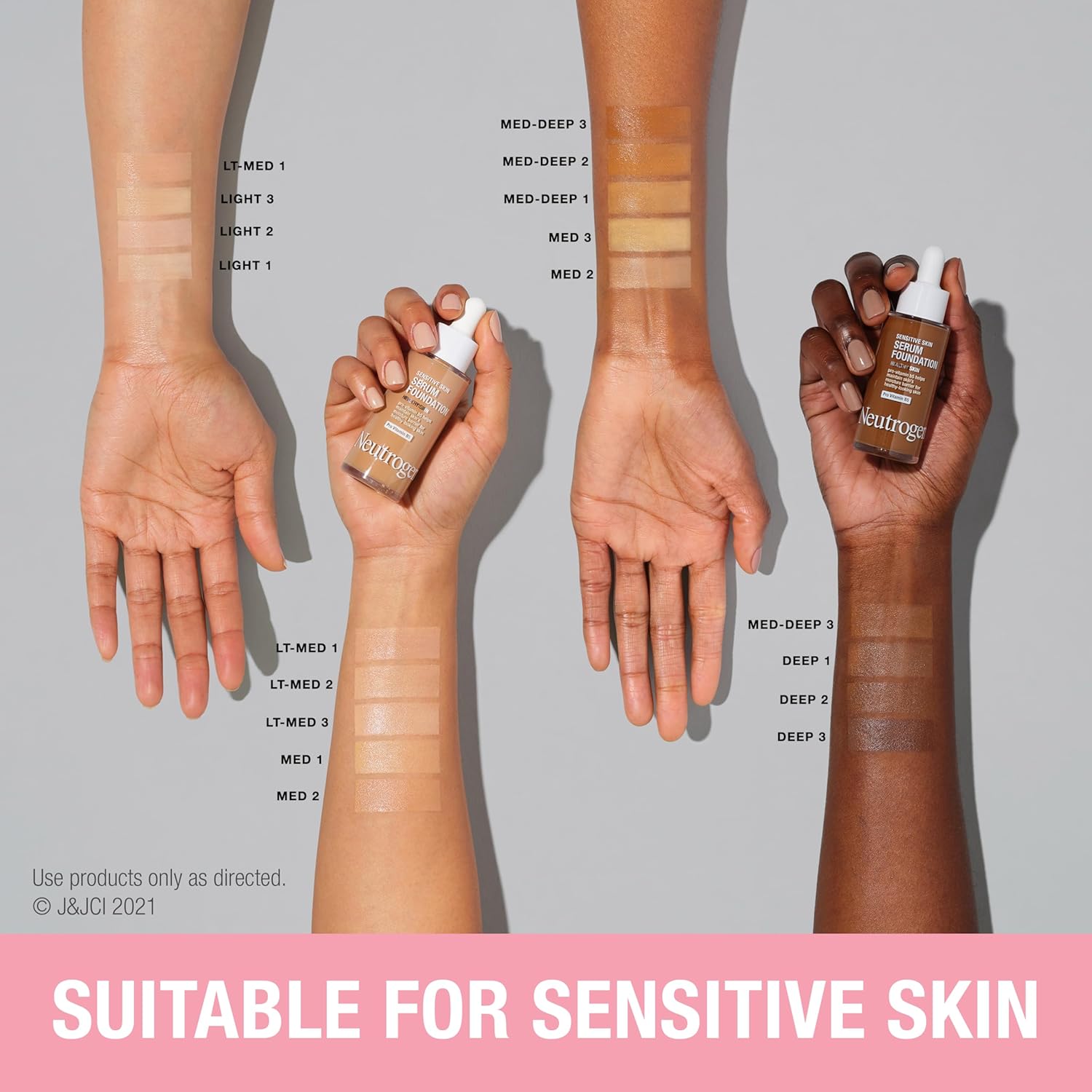 Neutrogena Healthy Skin Sensitive Skin Serum Foundation with Pro-Vitamin B5, Color Correcting & Pore Minimizing Liquid Foundation & Face Serum, Buildable Coverage, Light/Medium 02, 1 oz - Image 2