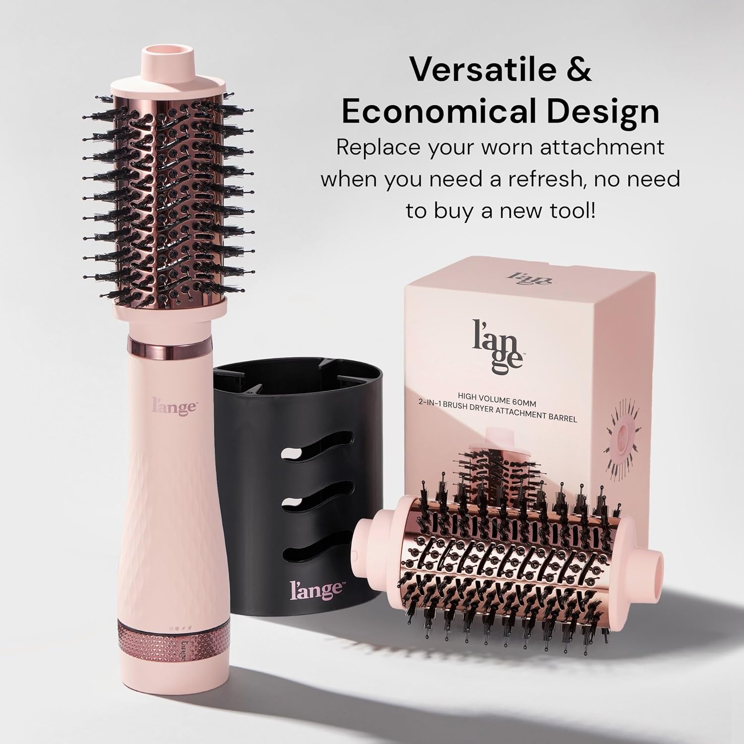 Lange Hair Multi Volume Series Hair Dryer Brush | Thermal Brush Blowout | Adjustable Settings Dual Voltage | Blow Dryer Volumizer | Lightweight Titanium Tool Travel Hair Care | (Blush - Oval 75mm) - Image 4