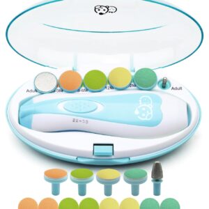 Baby Nail Trimmer 21 in 1, Usage Labeled Case & 13 Extra Replacement Tools, Royal Angels Baby Electric Nail File, Baby Nail Care, Nail Clipper Newborn Toddler Toes & Fingernails Nail Kit (Blue)