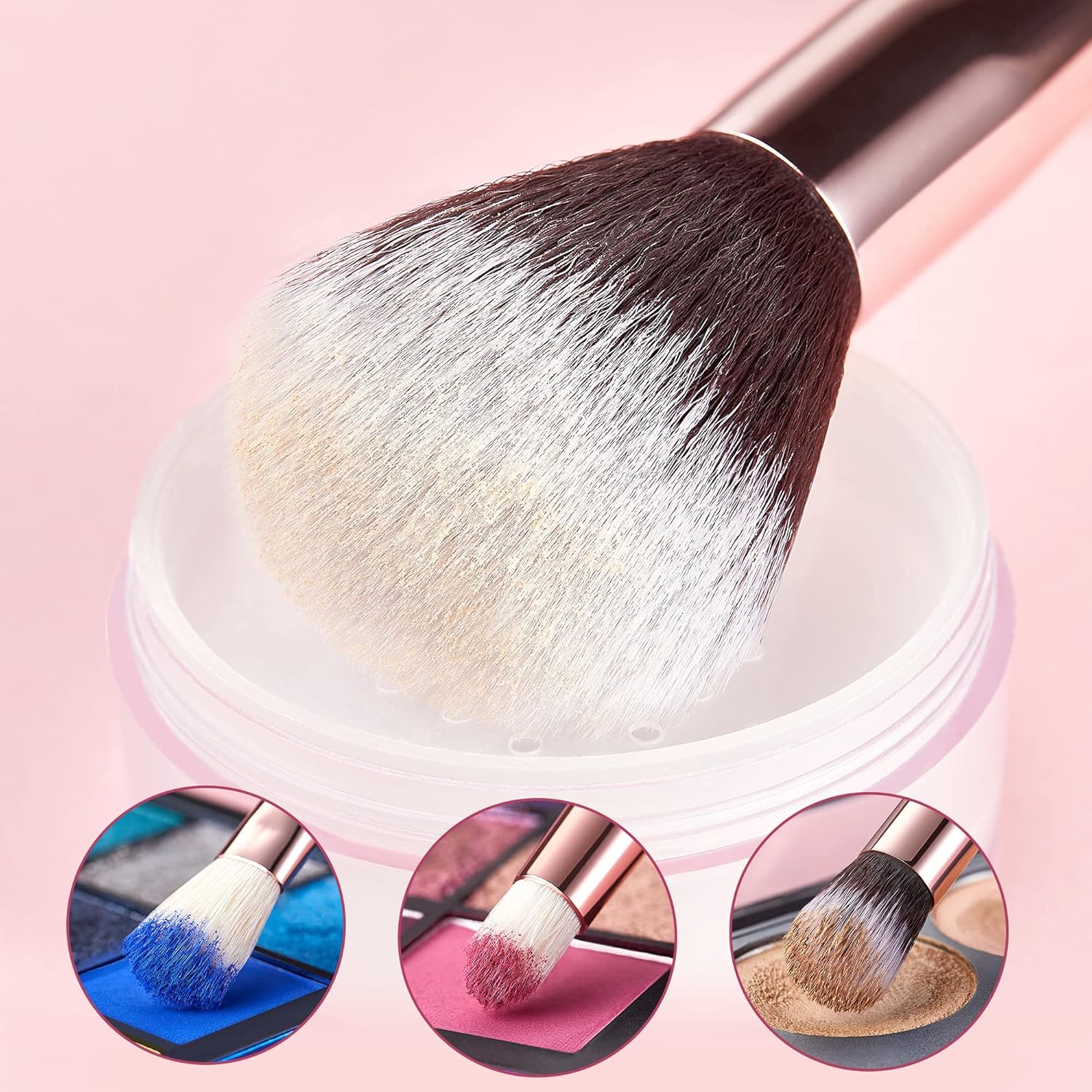 Jessup Brand 25pcs Professional Makeup Brush Set Beauty Cosmetic Foundation Powder Blusher Eyeshadow Blending Natural-Synthetic Hair Brushes Set (Black/Rose Gold) - Image 4