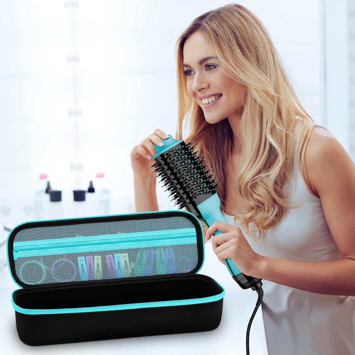 Travel Case for Revlon One Step Hair Dryer Brush, Portable Lightweight Storage Bag for All Brand Hot Tools Volumizer Hot Air Brush - Image 7