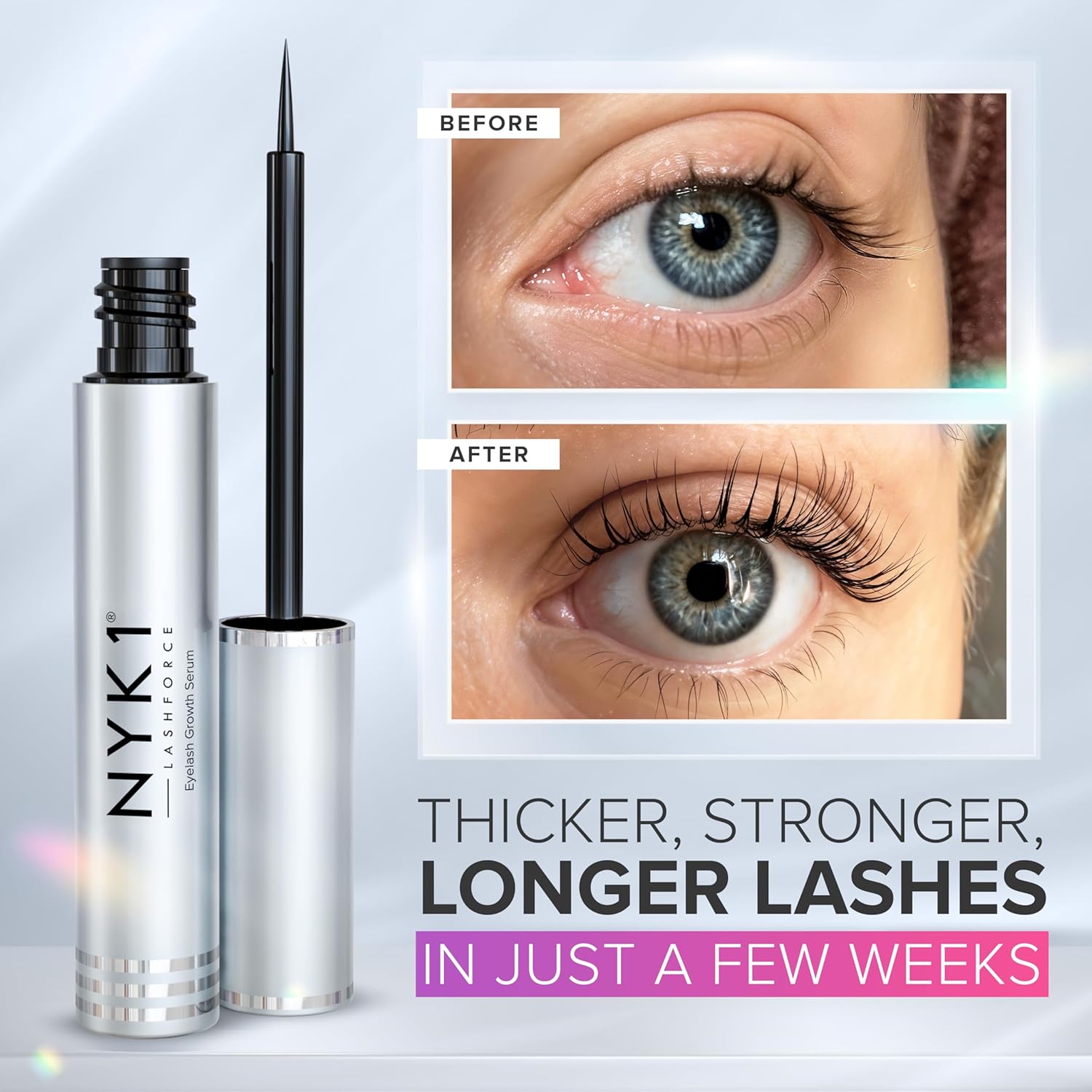 NYK1 CONCENTRATED Lash Serum For Eyelash Growth (3ml) LashForce Eyelash Serum To Grow Lashes Longer And Thicker - Lash Growth Serums For Easy Application And Long Lasting Results For Fuller Eyelashes - Image 2