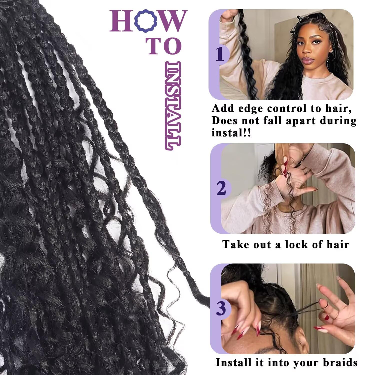 Human Braiding Hair For Boho Braids 120g Deep Wave Bulk Human Hair for Braiding Knotless 12A 100% Unprocessed Brazilian Virgin Hair Extensions Bulk Bohemian 3 Bundles Natural Color 18inch - Image 5