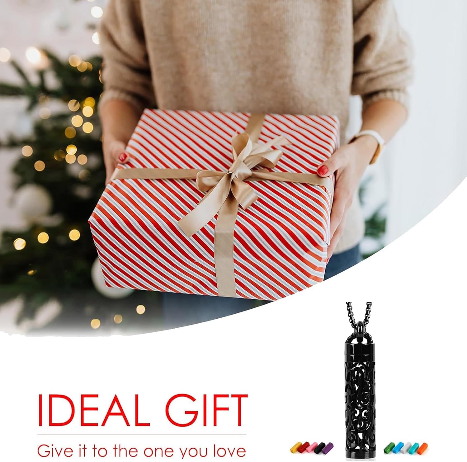 Essential Oil Necklace for Women, Aromatherapy Necklace Diffuser, Women's/Men's Fragrance Diffuser Pendant Birthday, Christmas and Valentine's Day Gifts (Black) - Image 6