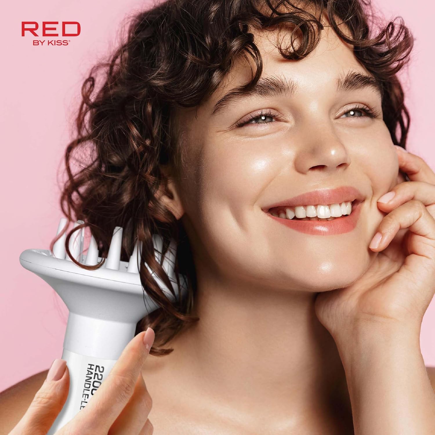 Red by KISS HandleLess Blow Dryer 2200W Ceramic Tourmaline White Color, 3 Heat Settings, Pik and Diffuser Included Comfortable Grip, Ionic for Frizz-Free Shine, Detangler & Straightening - Image 7