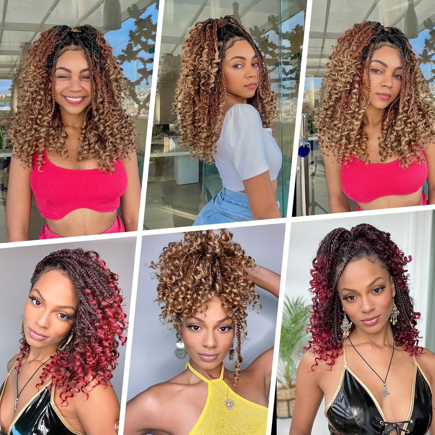 Karida 9 Packs Goddess Box Braids Crochet Hair 12 inch, Crochet Braids With Curly Ends, Pre-Looped Boho Box Braids Crochet Hair For Black Women (12 Inch, 1B/30/27#) - Image 7