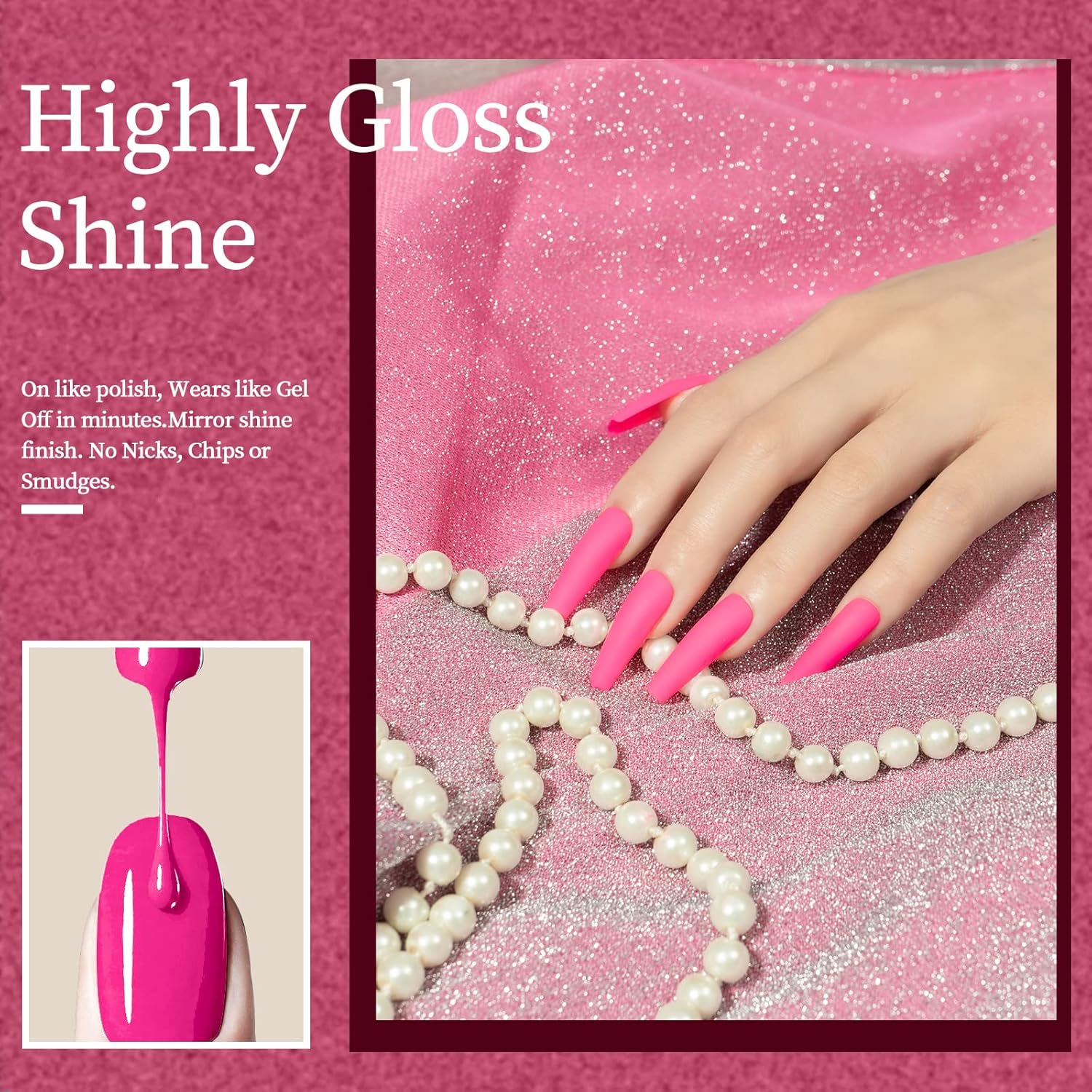 MAYCHAO 15ML Hot Pink Gel Nail Polish 1Pc Bright Pink Gel Polish Soak Off UV LED Nail Gel Polish Nail Art Starter Manicure Salon DIY at Home, 0.5 OZ - Image 3
