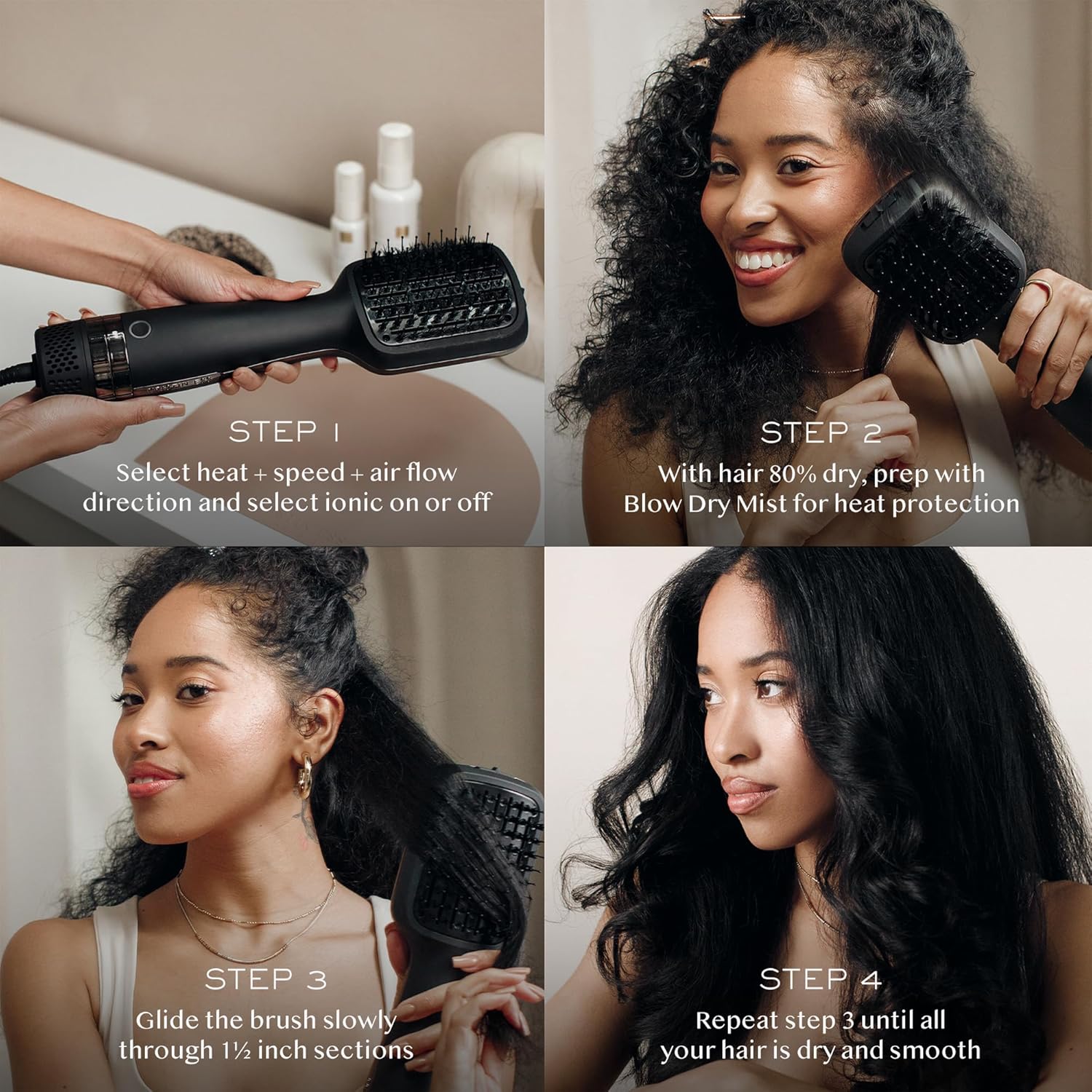 Kristin Ess 2-in-1 Ceramic Ionic Volumizing Blow Dryer Brush for Smooth, Voluminous Hair - Image 5