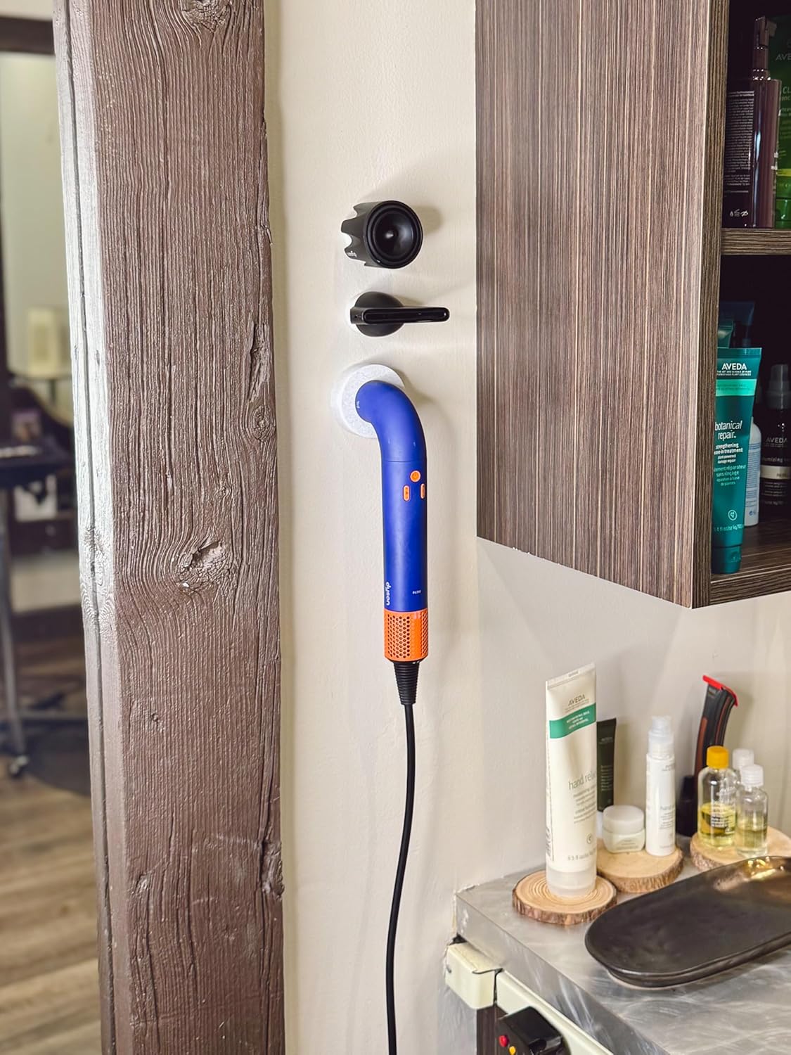 Wall Mounted Hair Dryer Holder, Magnetic Blow Dryer Mount Organizer for Dyson Supersonic R, Multiple Color Options, Salon-Tested (White, Dryer Holder + 2 Attachment Holders) - Image 3
