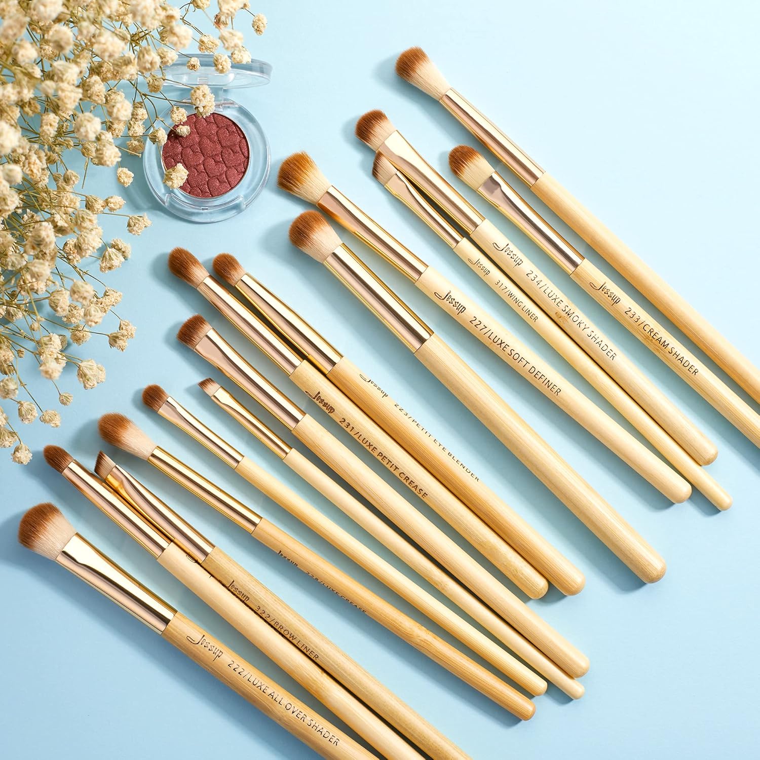 Jessup Eye Makeup Brushes Set, Premium Synthetic Eyeshadow Blending Concealer Eyebrow Eyeliner Brush, 15pcs Labeled Bamboo Make Up Brushes T137 - Image 6