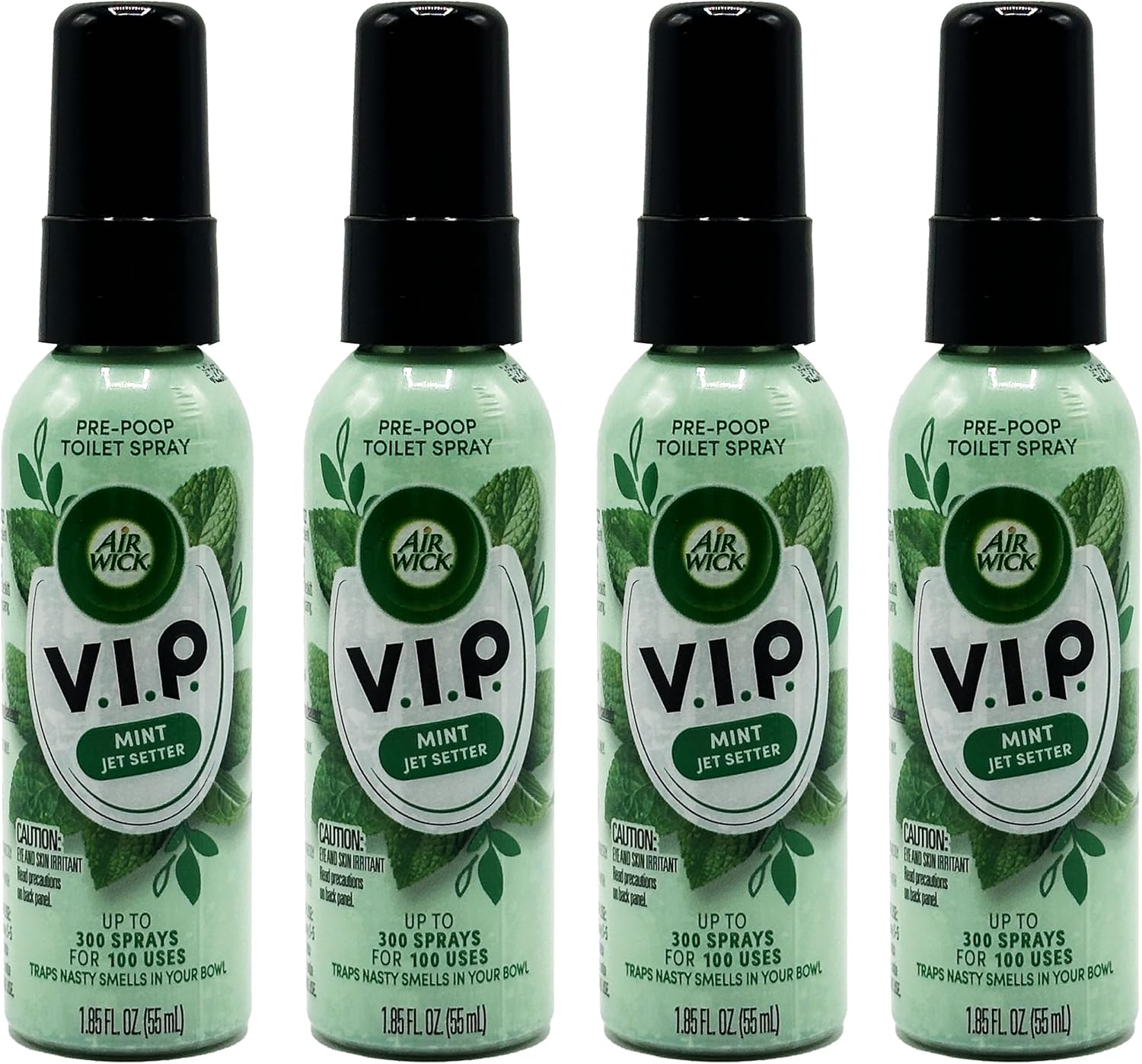 Air Wick V.I.P. Pre-Poop Toilet Spray, Mint Jet Setter, Travel Size, Neutralizes Odors, Contains Essential Oils, Fresh Mint Scent Bathroom Spray, 1.85 Oz (Pack of 4)