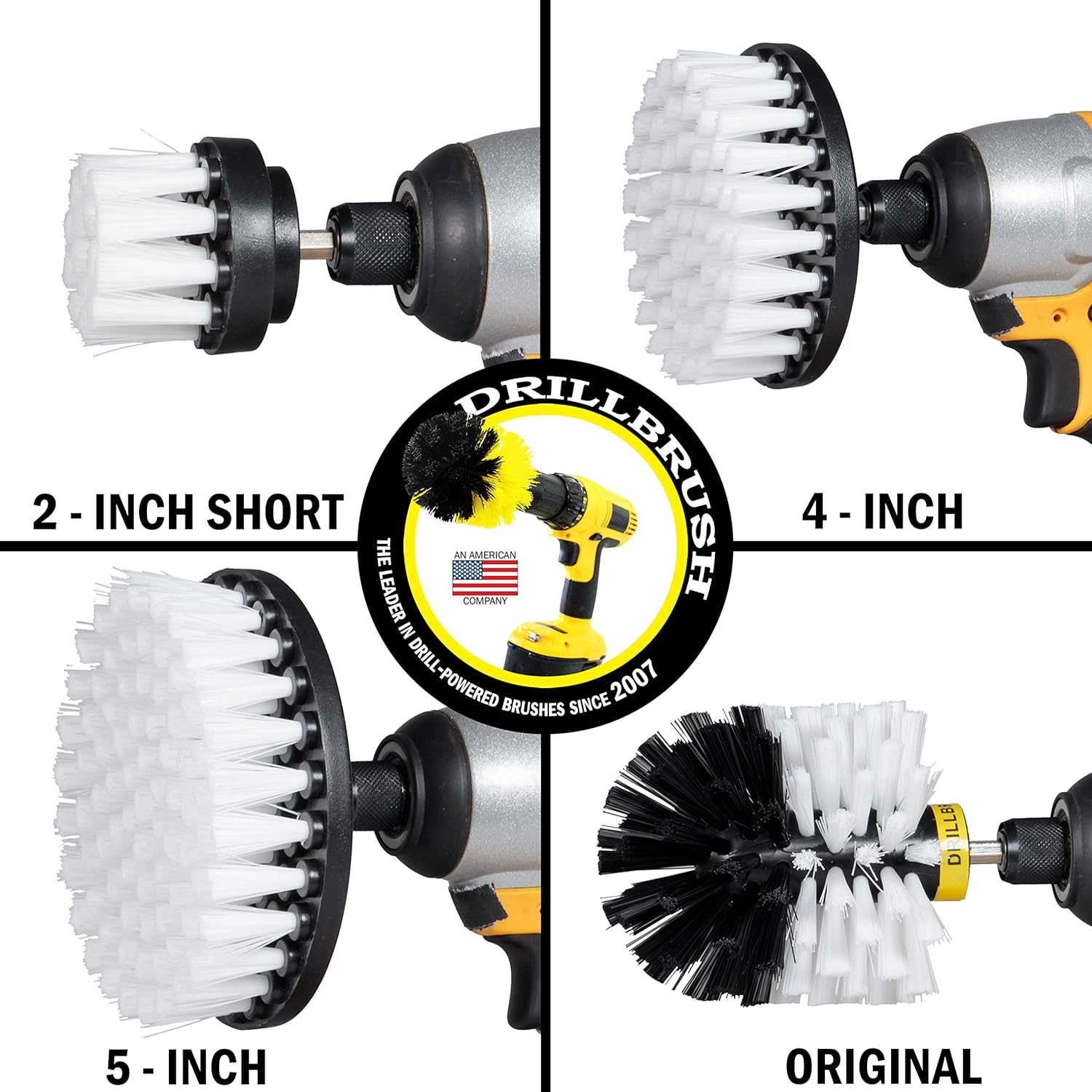 Drillbrush Automotive Soft White Drill Brush Set - Cloth, Vinyl, Fabric Seat Cleaner - Interior Car Detailing Kit - Leather Cleaning Brushes for Car Carpet - Wheel Cleaner Brush Drill Attachment Set - Image 7