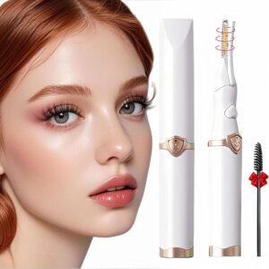 Heated Eyelash Curler, 2-in-1 Clip-Type Design, 3 Temperature Modes, USB Rechargeable Electric Eyelash Curler, Natural Curling 24H Long-Lasting Curl, Gift for Women & Girls, Beige-CB