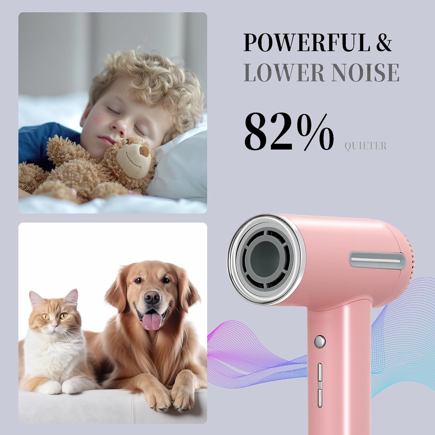 Hair Dryer,7 Temps&31 Modes.Intelligent Temperature Control,LCD Display,Self-Cleaning Mode,Facial Care Mode.1600W RPM Ionic Blow Dryer.Low Noise Thermo-Control Hair Dryer with Diffuser and Nozzle - Image 4