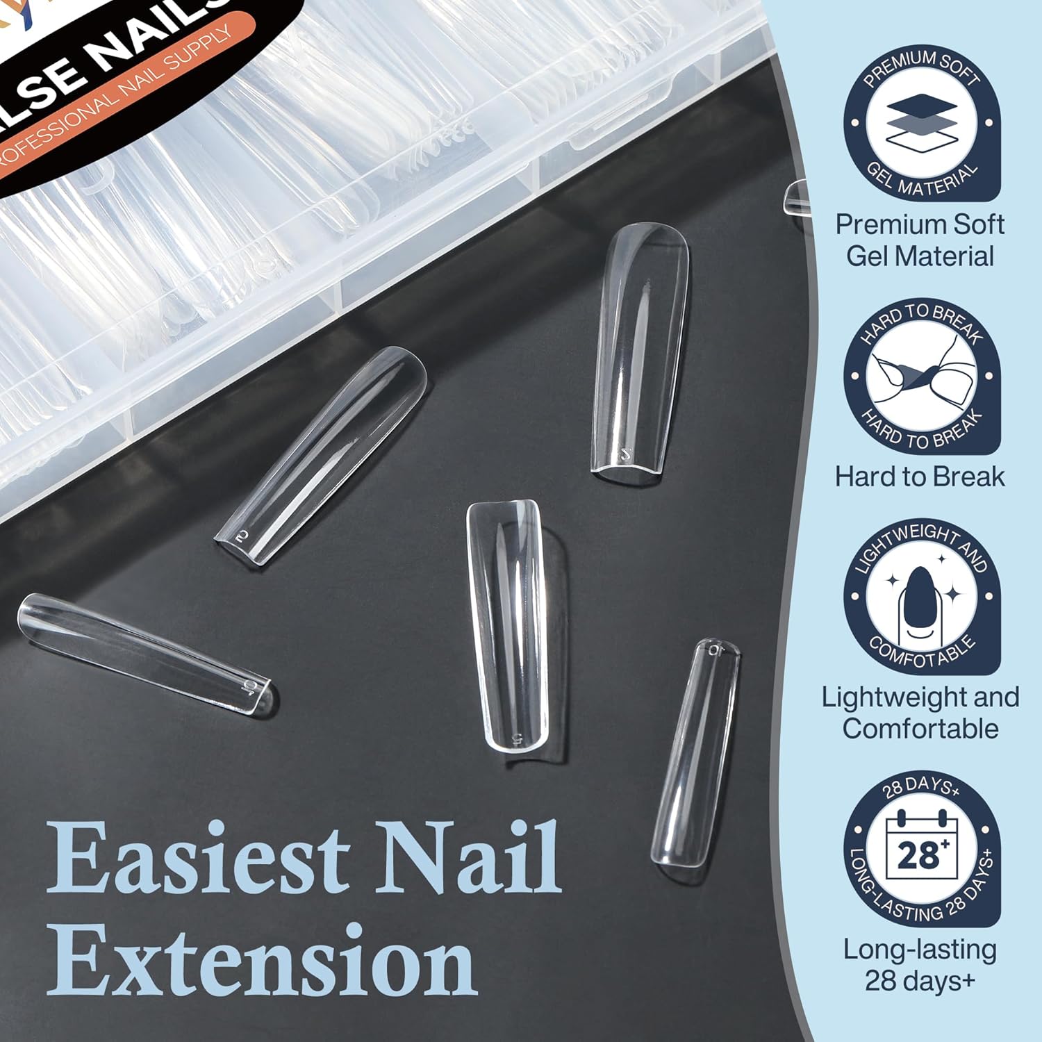 Extra Long Square Nail Tips, XXL 120Pcs 12 Sizes No C Curve Clear Acrylic Nails Straight Tapered Square Press on False Nail Tips for Nail Extension Nail Art Salon Home DIY - Image 6