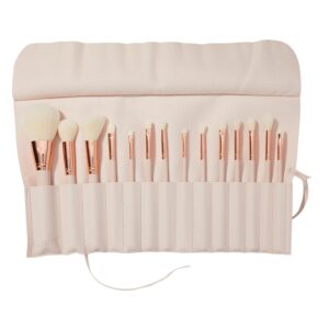 ColourPop Ultimate Brush Roll Face & Eye Brush Set - Face & Eye Makeup Brush Set - Made with Luxe Synthetic Vegan Bristles - Includes Faux-Leather Case (14 Count)