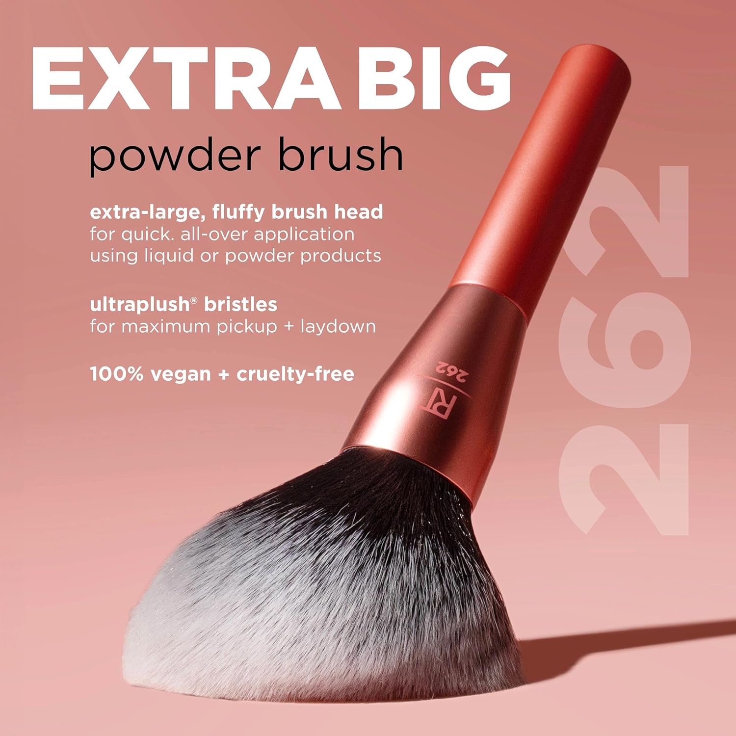 Real Techniques Extra Big Powder Brush, Large Makeup Brush For Powder, Fluffy Head For All-Over Setting, XL Oversized Brush For Quick Application, Cruelty-Free, Synthetic Bristles, 1 Count - Image 4